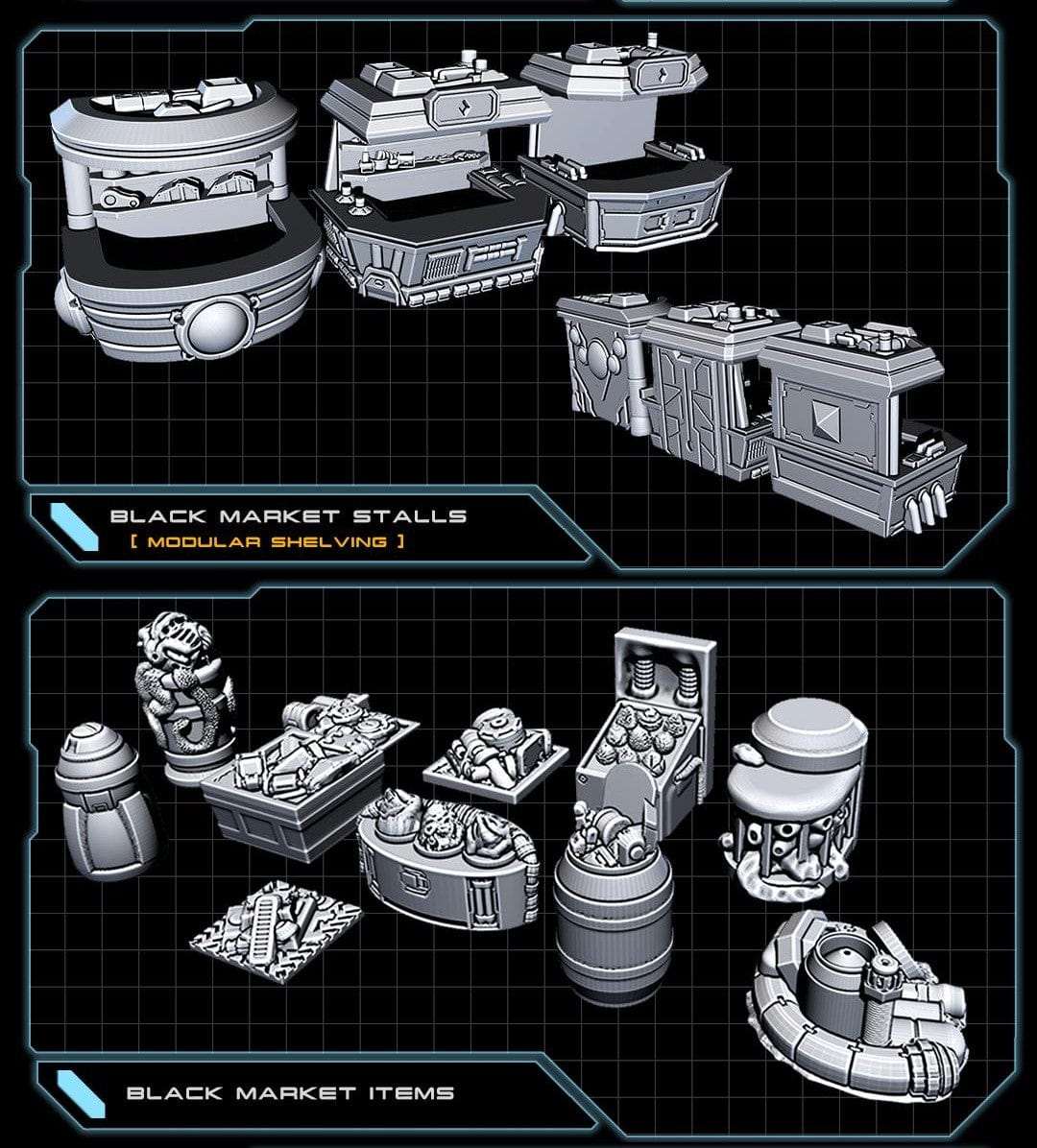 EC3D Terrain Black Market Stalls and Merchandise